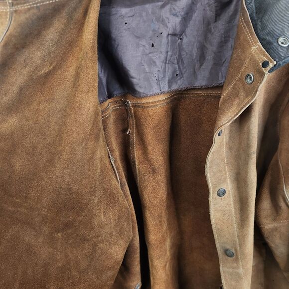 Black Stallion Vintage 30WC Split Cowhide Snap Button Leather Welding Jacket XL - Picture 6 of 12